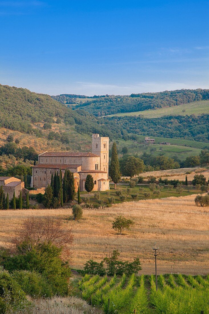 Die Abtei von Sant'Antimo, Sant'Antimo, Toskana, Italien, Europa
