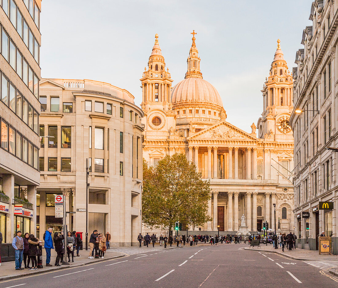 St.-Pauls-Kathedrale, im Nachmittagssonnenlicht, in der Stadt von London, London, England, Vereinigtes Königreich, Europa