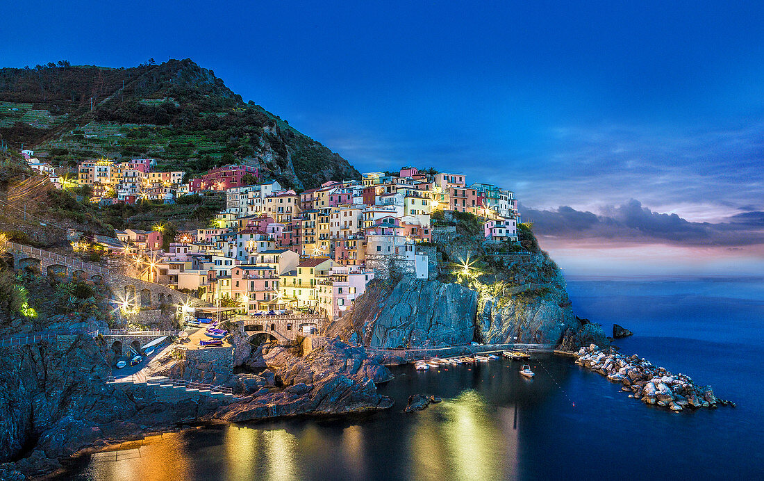 Manarola in the Cinque Terre Italy at night