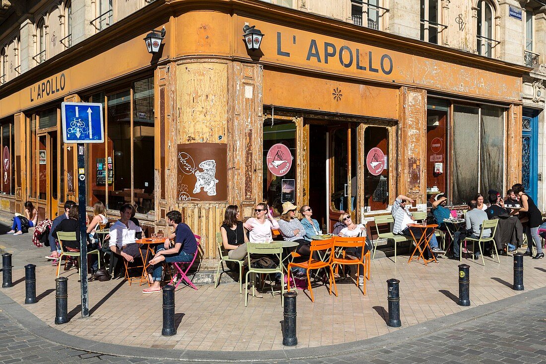 Place Fernand Lafargue, Bar Apollo, 1997 gegründet, UNESCO Weltkulturerbe, Bordeaux, Gironde, Frankreich