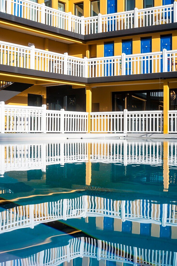 France, Paris, Hotel Molitor swimming pool, opening in May 2014, listed as historical monument, Art Deco, outdoor pool