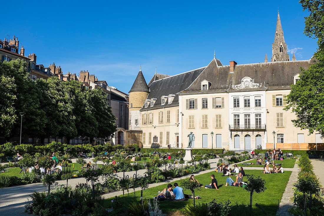 France, Isere, Grenoble, public garden and Stendhal Museum in the former Hotel Lesdiguieres Mansion