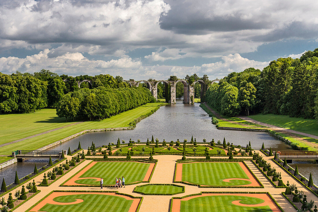 France, Eure et Loir, Maintenon, Chateau de Maintenon, New French garden, commissioned by the Eure et Loir General Council and directed by Patrick Pottier, in the spirit of the plan established by Le Notre