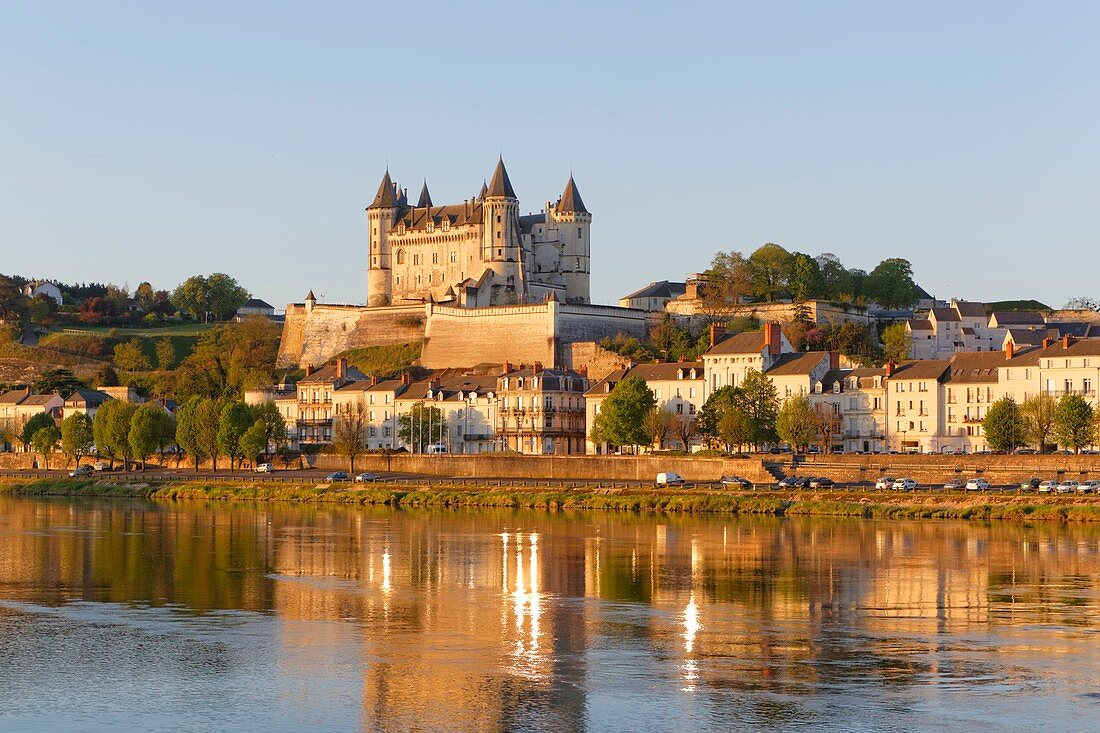 France, Maine et Loire, Loire Valley listed as World Heritage by UNESCO, Saumur, castle of Saumur along the Loire river, regional natural park of Loire Anjou Touraine