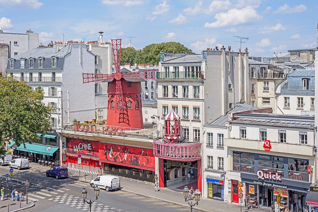 France, Paris, Pigalle district, the Moulin Rouge (Moulin Rouge registered trademark, request for authorization necessary before any publication)