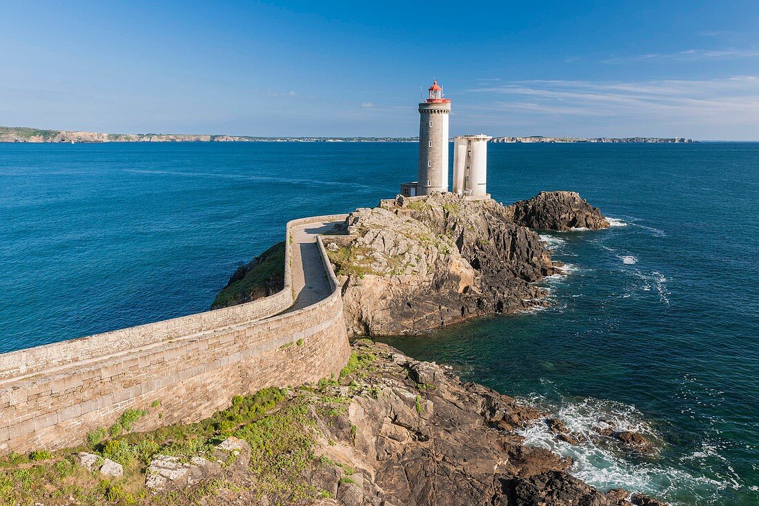 Frankreich, Finistère, Iroise-See, Goulet von Brest, Plouzane, Pointe du Petit Minou, Leuchtturm Petit Minou