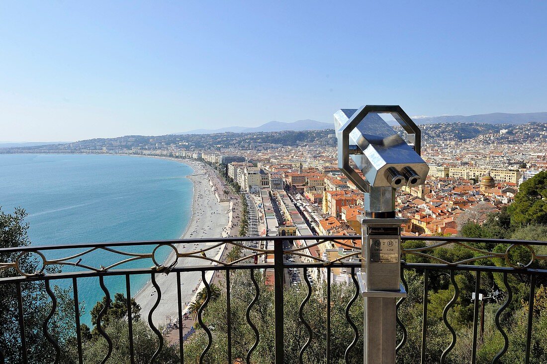 France, Alpes-Maritimes, Nice, the Promenade des Anglais from the castle hill