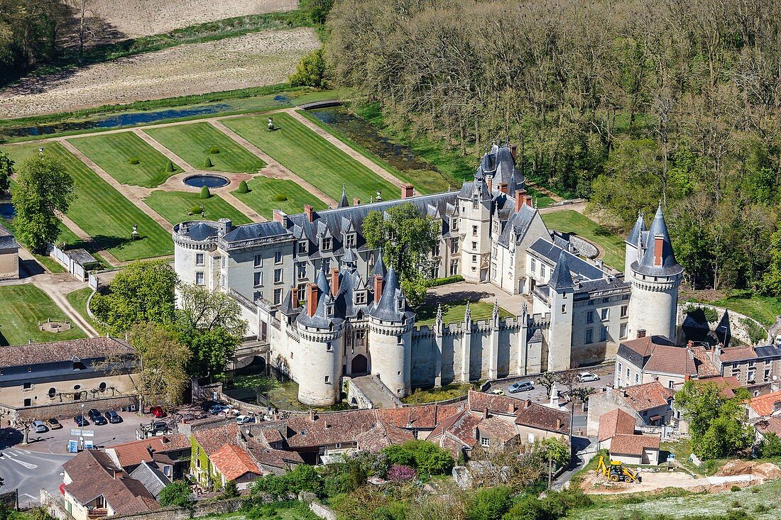 France, Vienne, Dissay, the castle (aerial view)