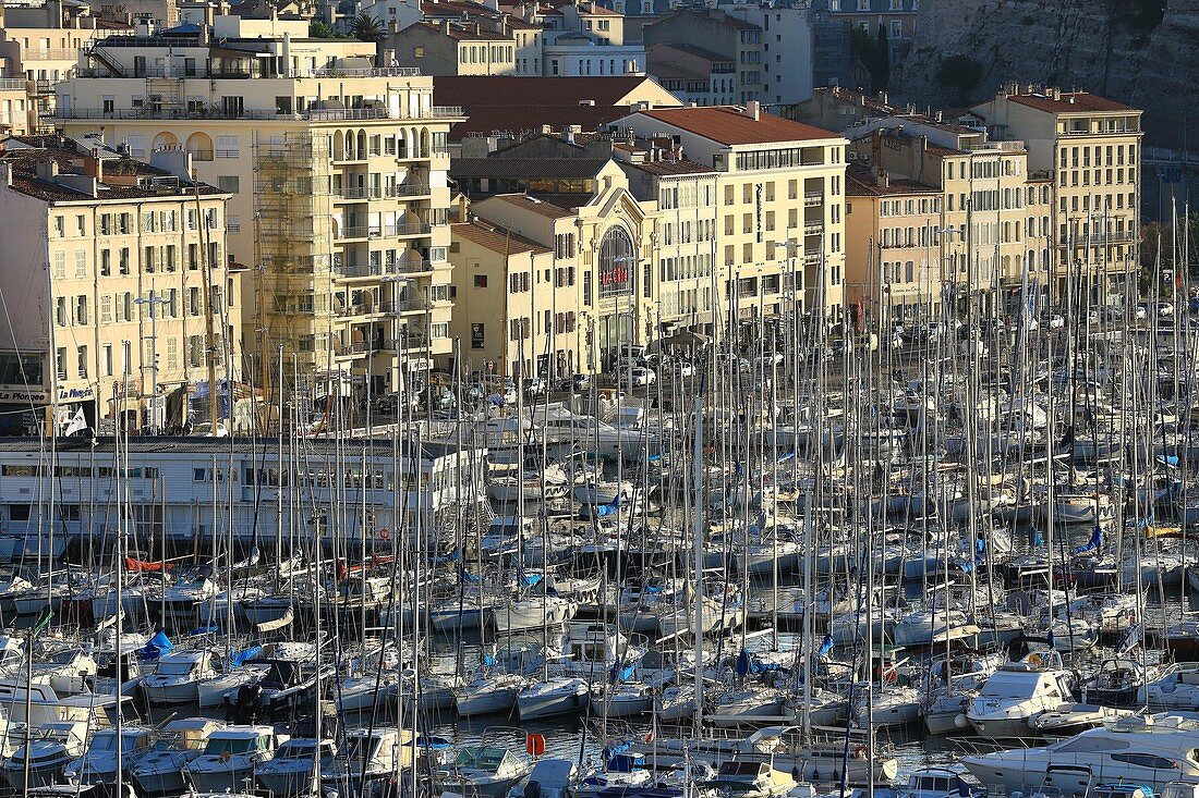 France, Bouches du Rhone, Marseille, Vieux Port, Rive Neuve dock