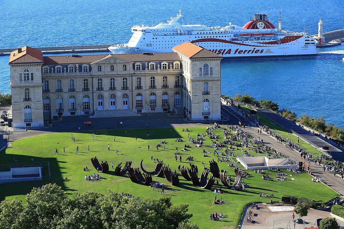 France, Bouches du Rhone, Marseille, Palais du Pharo gardens, Desordre, work Bernar Venet at the National Day