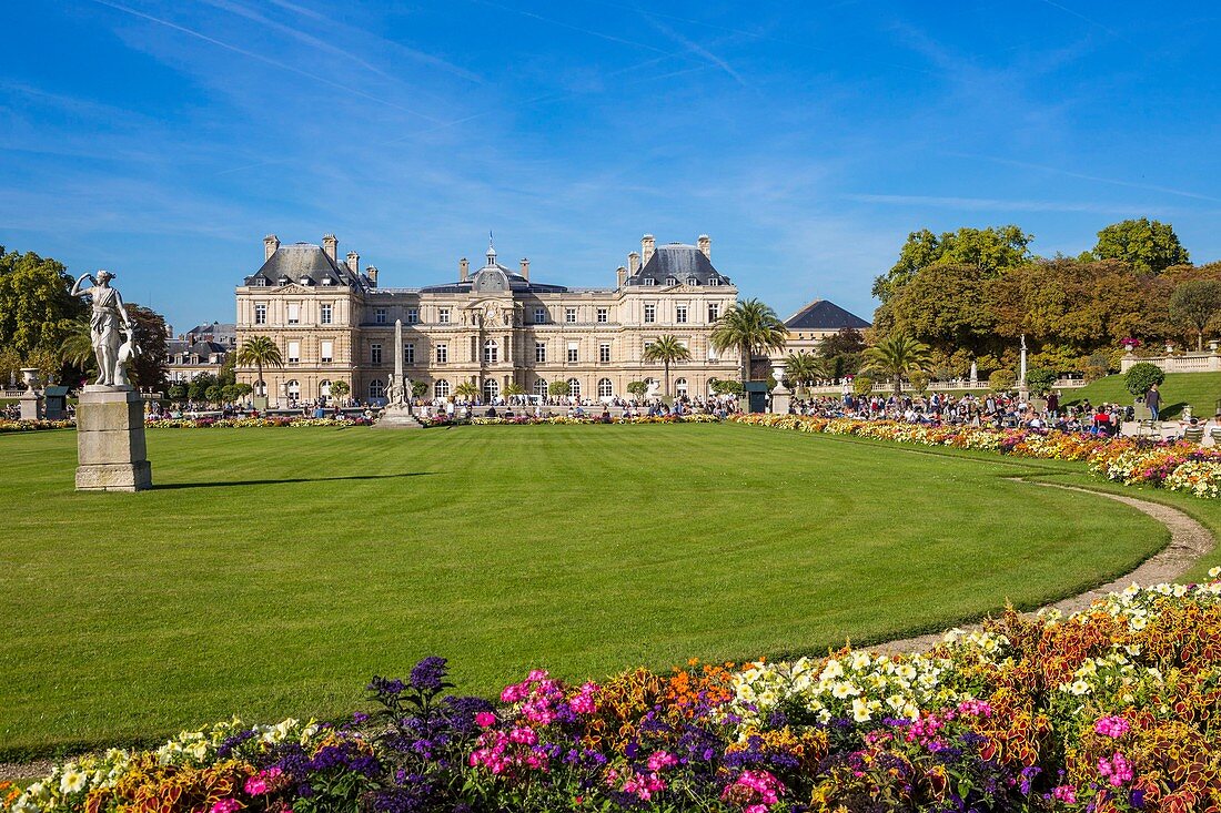 Frankreich, Paris, Palais du Luxembourg mit dem Jardin du Luxembourg