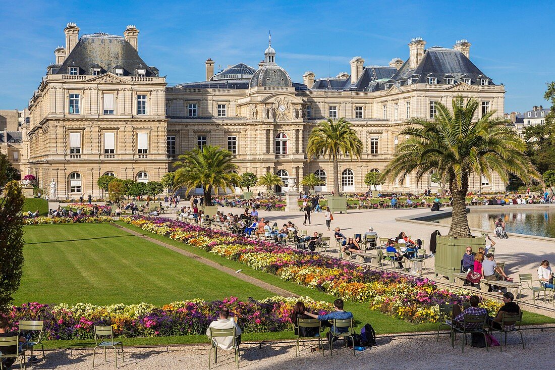 Frankreich, Paris, Palais du Luxembourg mit dem Jardin du Luxembourg