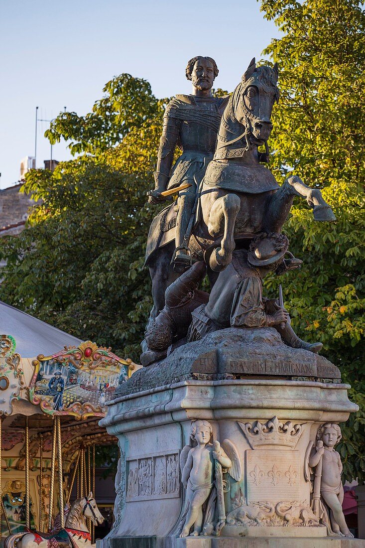 France, Charente, Cognac, François 1er square and statue