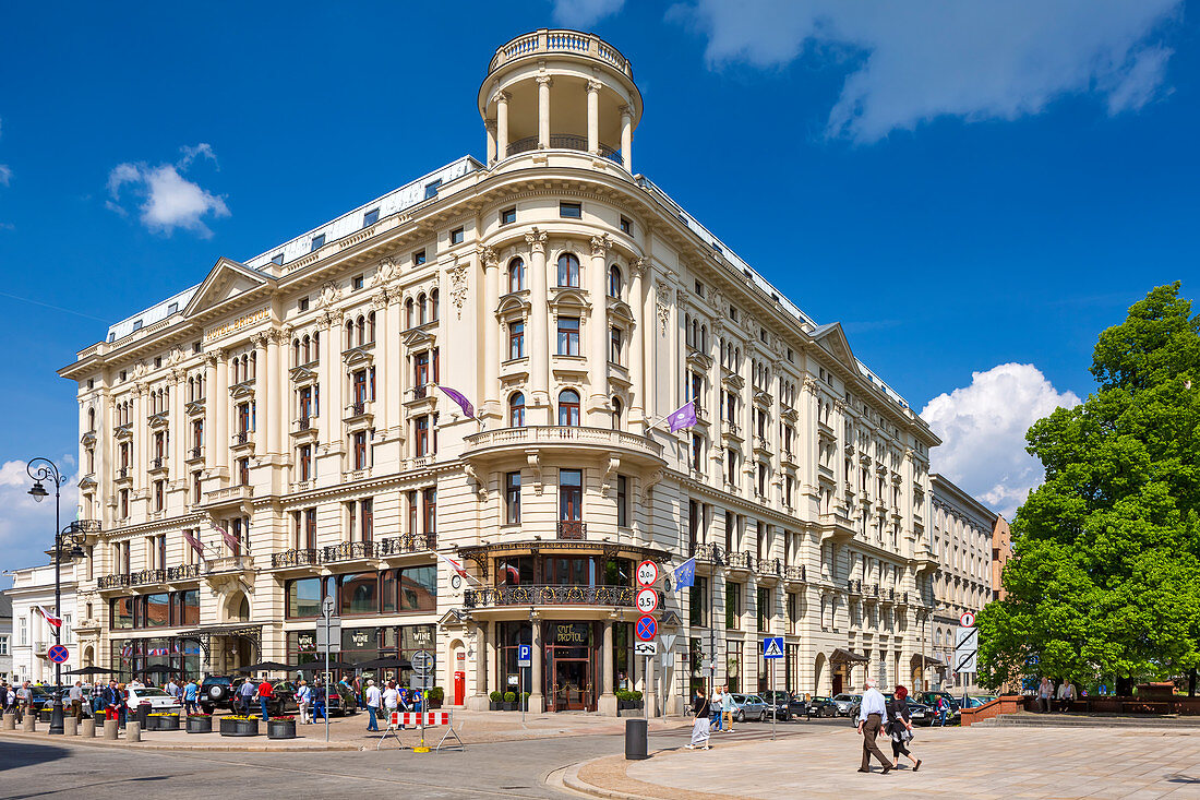 Krakowskie Przedmiescie street, historic Bristol hotel, Warsaw, Mazovia region, Poland, Europe