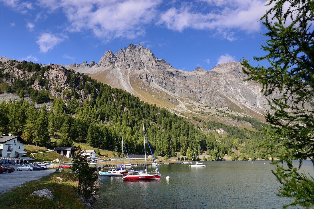 Hochgebirge am Silsersee am Maloja-Pass im Bergell, Graubünden, Ober-Engadin, Schweiz