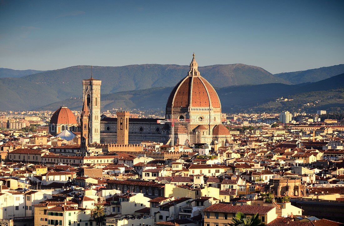 Blick vom Piazza Michelangelo auf den Duomo und Florenz, Toscana, Italien