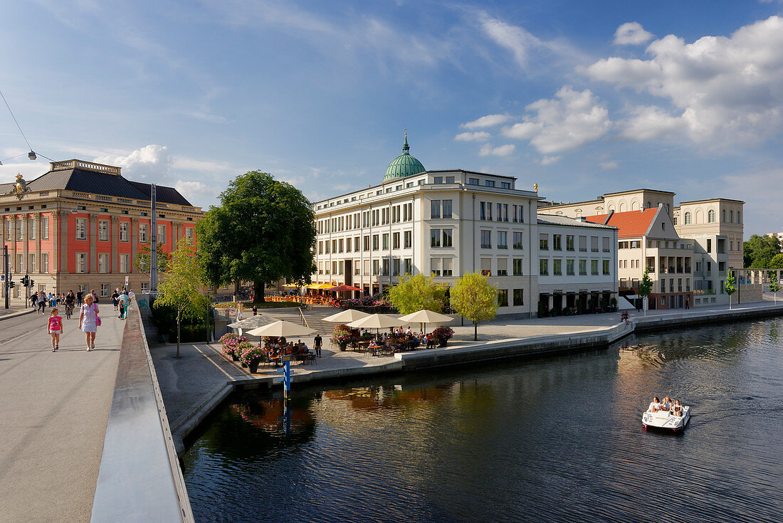 Lange Bruecke with the City Palace, Landtag, Otto-Braun-Platz and Humboldtstrasse, Alte Fahrt der Havel, Potsdam, State of Brandenburg, Germany