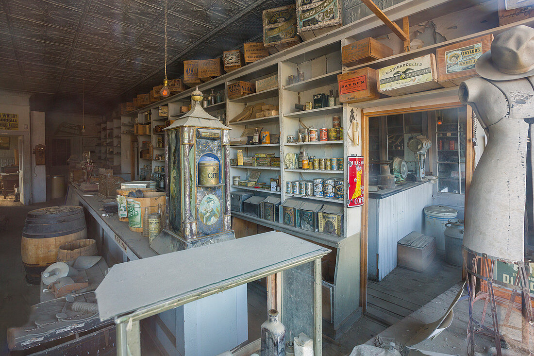 A shop in the ghost town of Bodie, an old gold mining town in California, United States