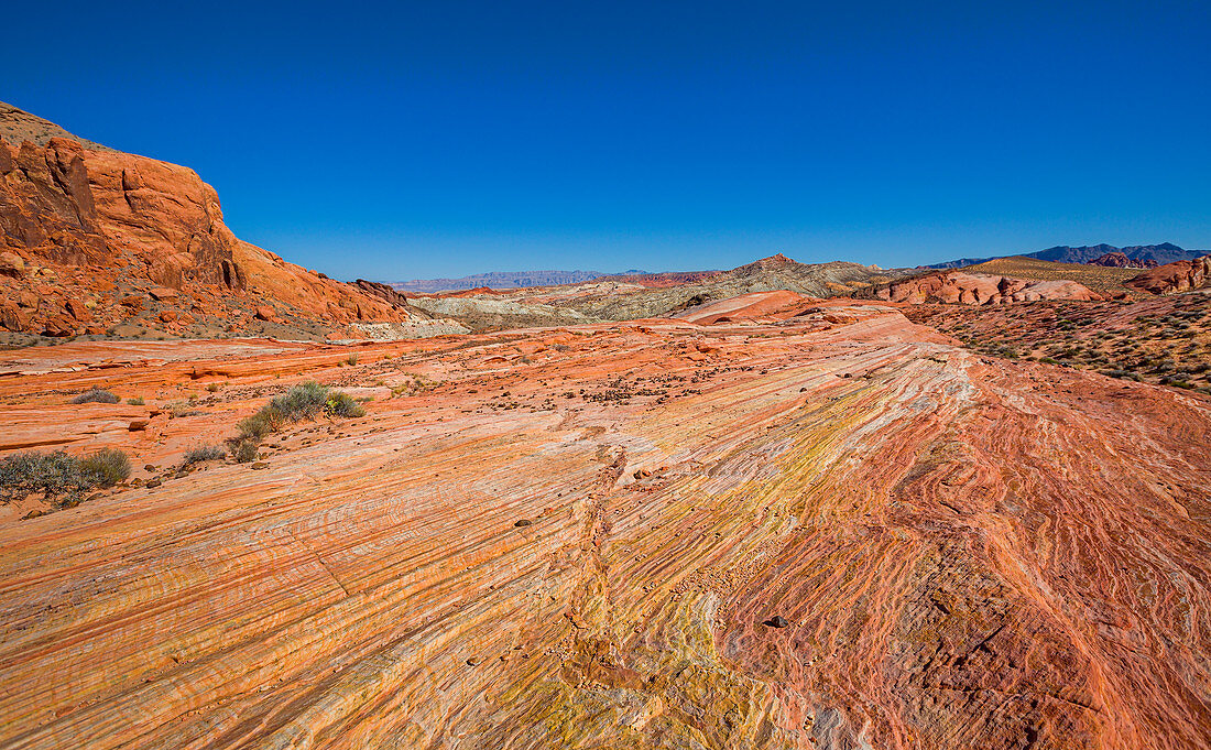 Colored layers of rock in the Valley of Fire, USA