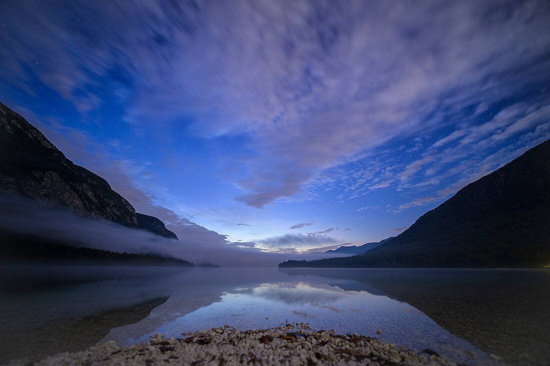 Fog on Bohinje Lake, Triglav National Park, Slovenia