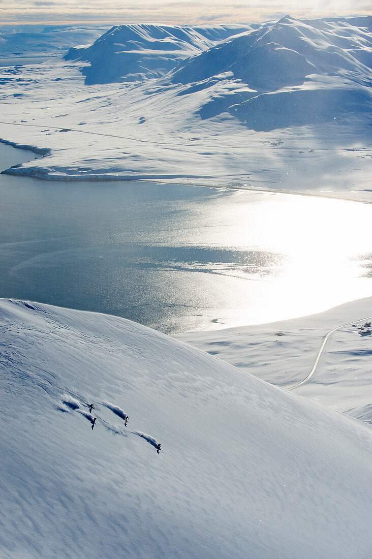 Heliskiing in Iceland in perfect conditions