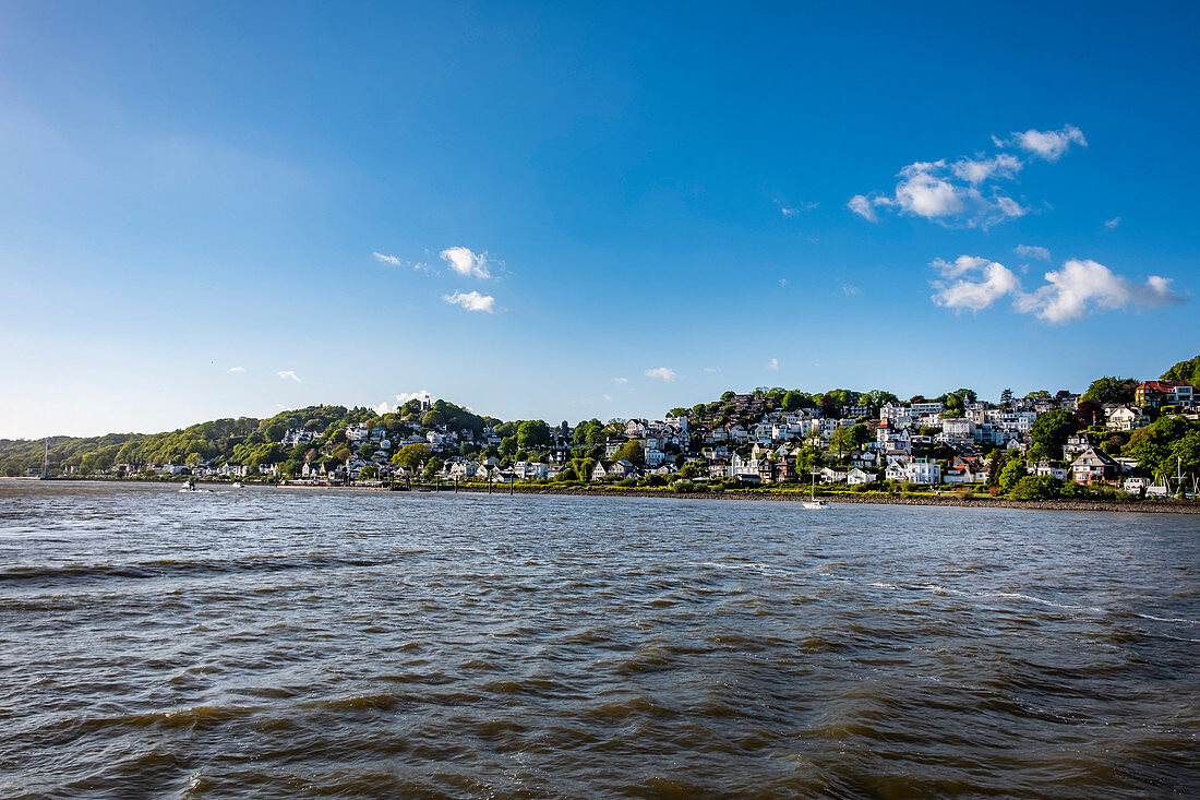 View from the Elbe to the stair quarter in Blankenese, Hamburg, northern Germany, Germany