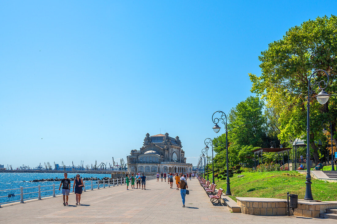 Promenade with casino in Constanta, Dobruja, Black Sea coast, Romania