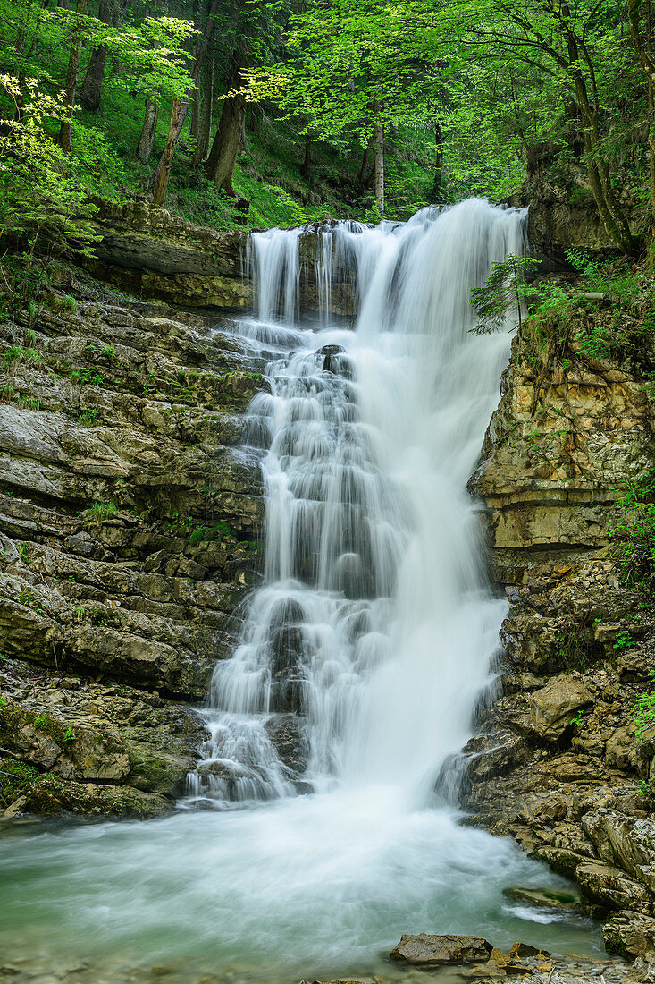 Waterfall at Jenbach, Bavarian Alps, Upper Bavaria, Bavaria, Germany