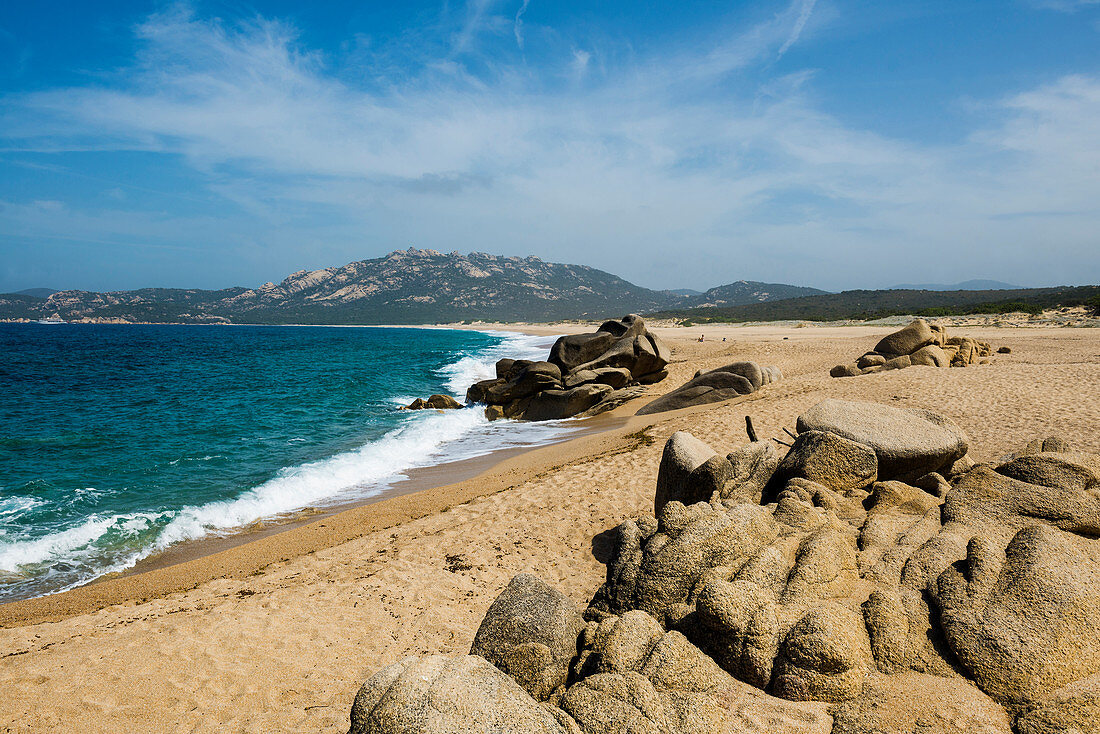 Einsamer Strand, Roccapina, bei Sartène, Département Corse-du-Sud, Korsika, Frankreich