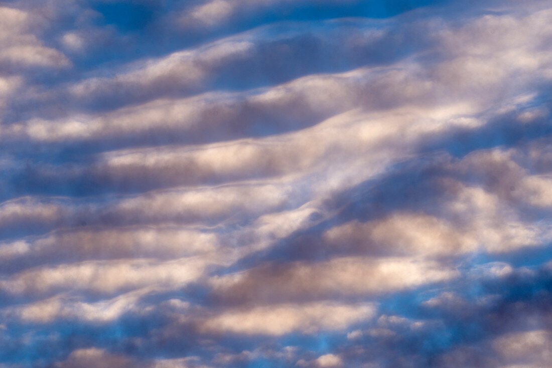 Dramatic cloud formations in the sky after sunset, Germany, Brandenburg, Neuruppin