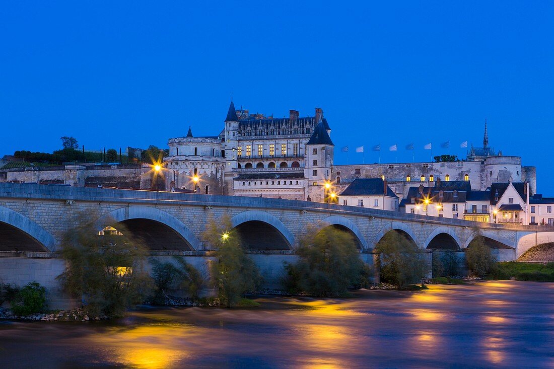 France, Indre et Loire, Loire Valley listed as World Heritage by UNESCO, Amboise, the Royal castle on the Loire river