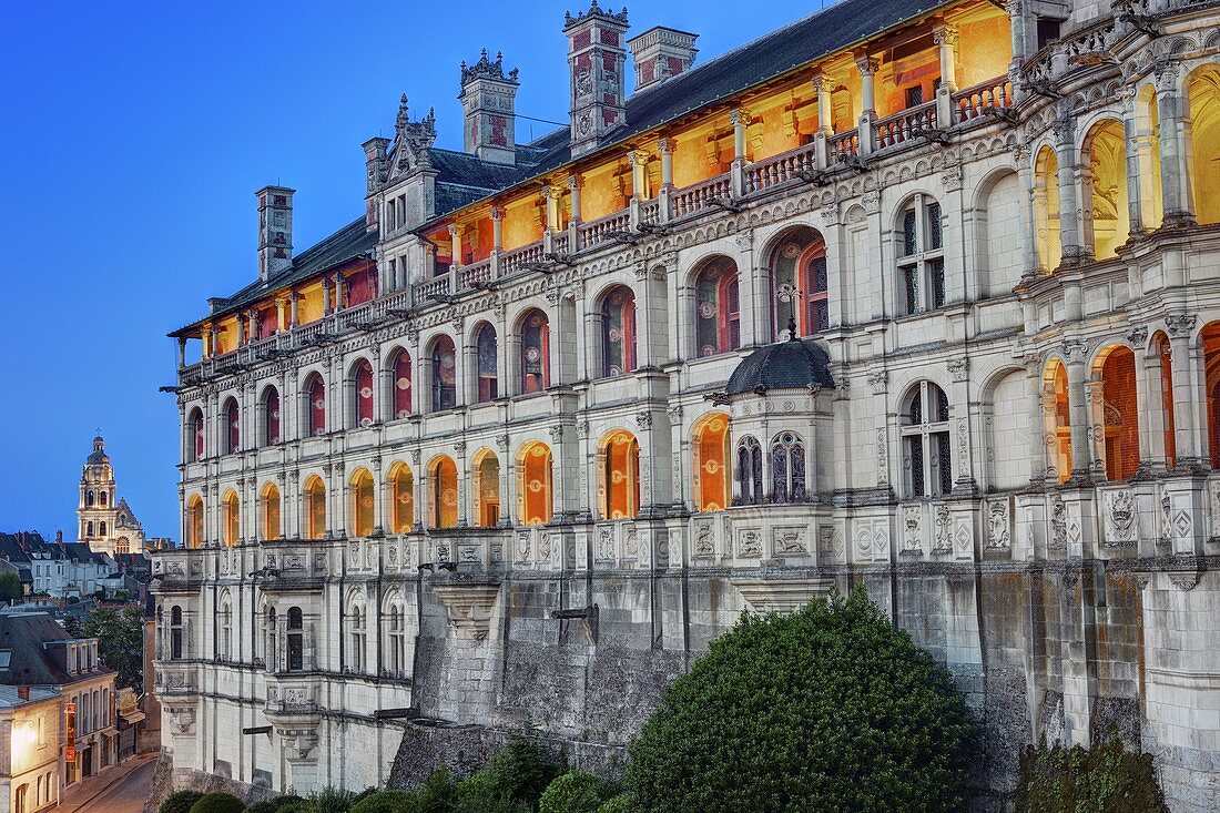Frankreich, Loir et Cher, Loiretal, UNESCO Weltkulturerbe, Blois, Schloss von Blois, die Loges-Fassade des Flügels von Franz I.