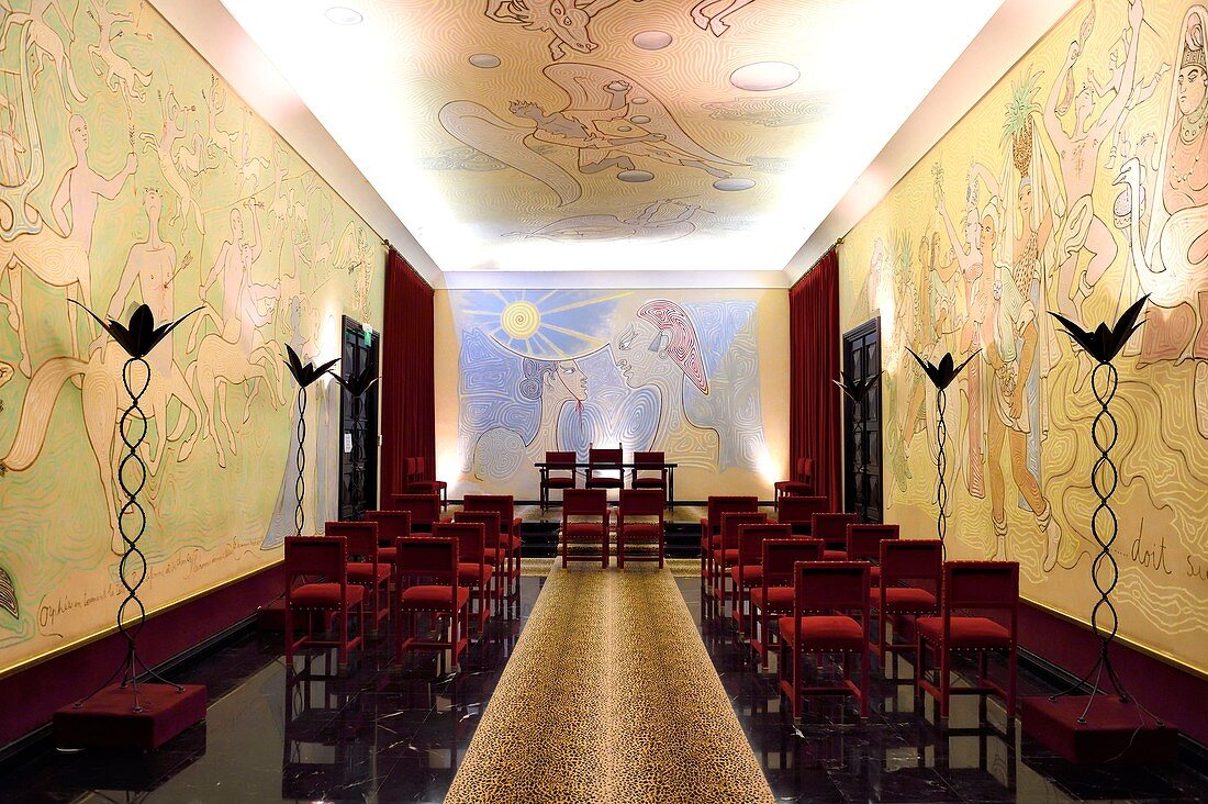 France, Alpes Maritimes, Menton, the City Hall, the wedding room entirely decorated by Jean Cocteau in 1957