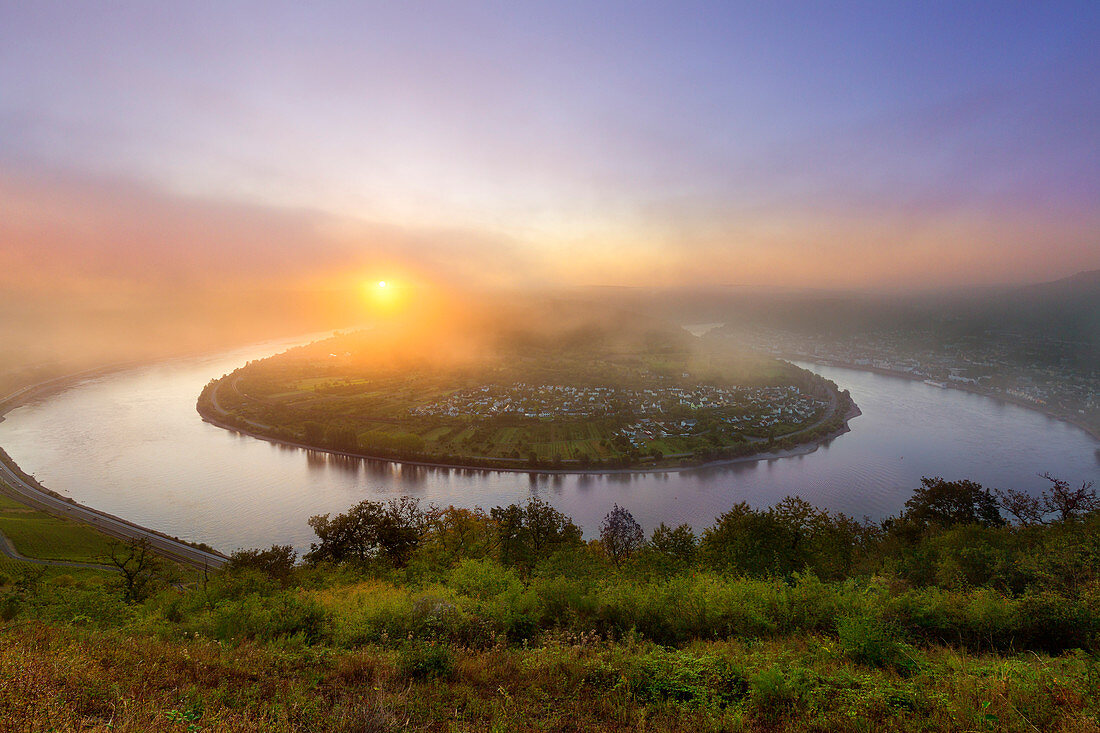 Rheinschleife bei Boppard, Rhein, Rheinland-Pfalz, Deutschland