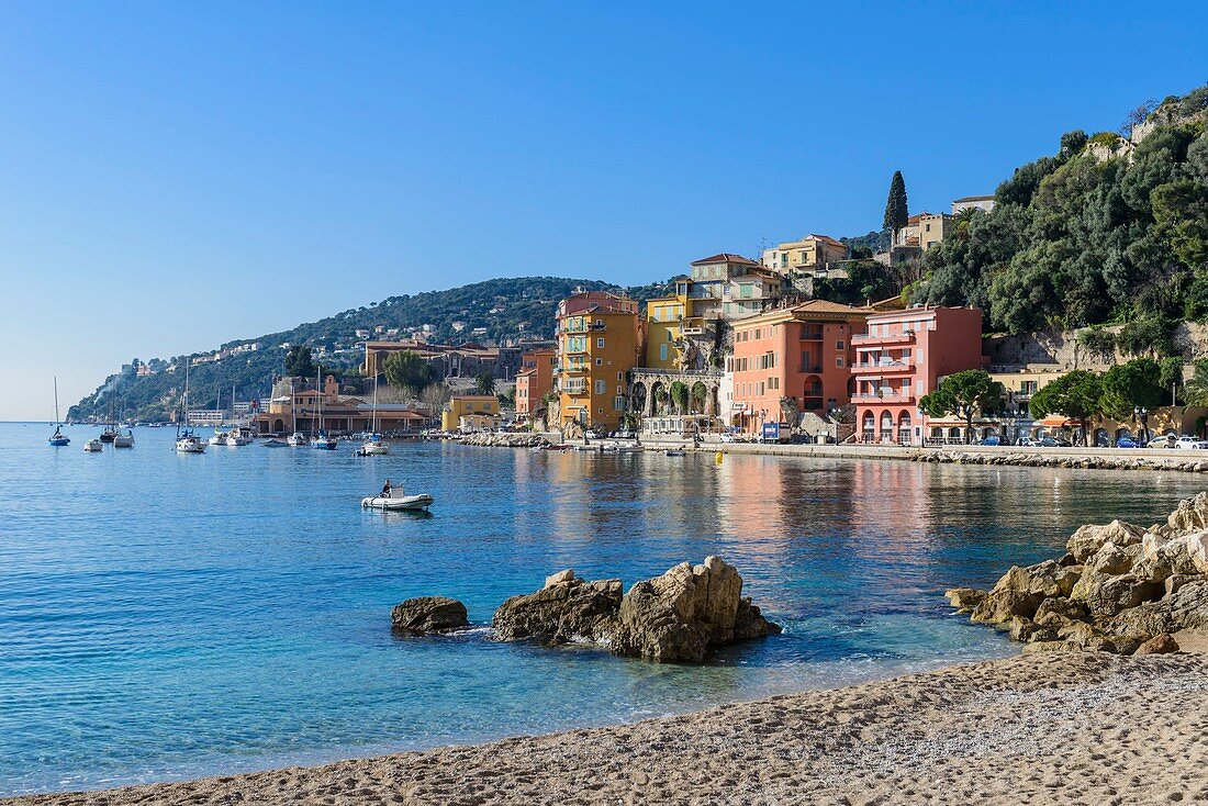 Frankreich, Alpes Maritimes, Villefranche-sur-Mer, der Strand von Marinières