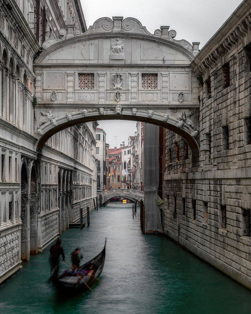 Gondolas under Bridge of Sighs in Venice, Italy, Europe