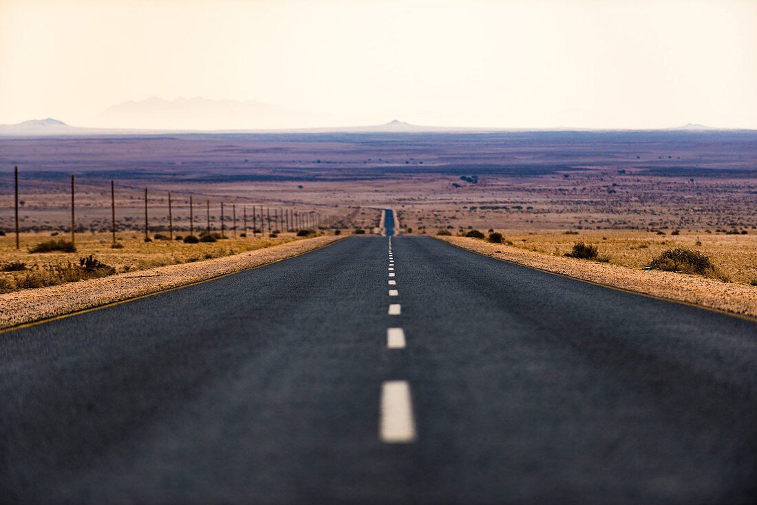 A long road in the Karas region of southern Namibia, Africa