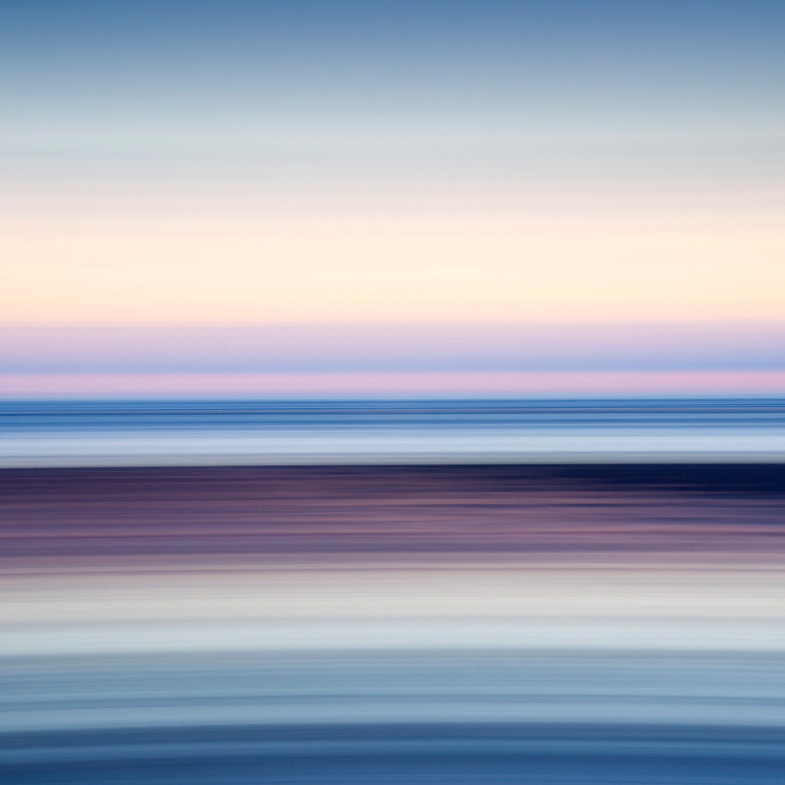 Abstract image of the view from Alnmouth Beach to the North Sea, Alnmouth, Northumberland, England, United Kingdom, Europe