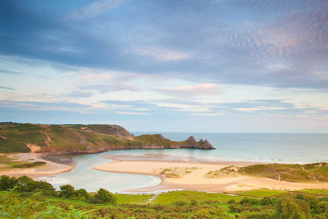 Three Cliffs Bay, Gower, Südwales, Wales, Vereinigtes Königreich, Europa