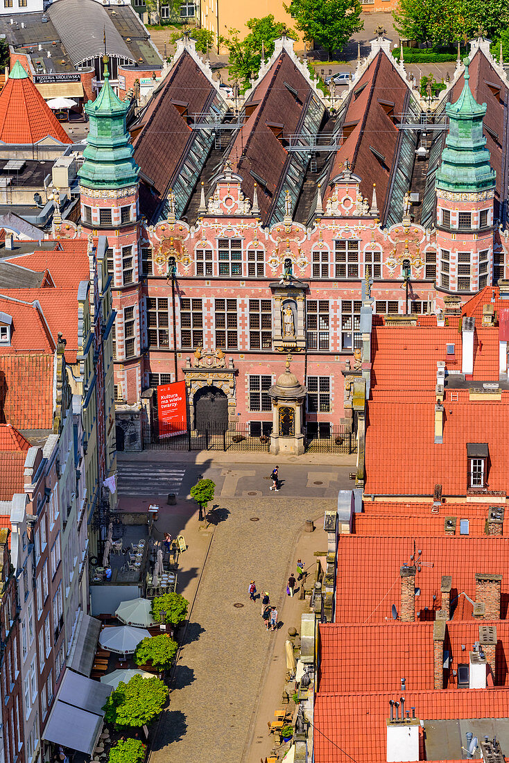 The Great Armoury, nowadays Academy of Fine Arts, west end of Piwna street, view from the tower of Mariacki chruch. Gdansk, Main City, Pomorze region, Pomorskie voivodeship, Poland, Europe