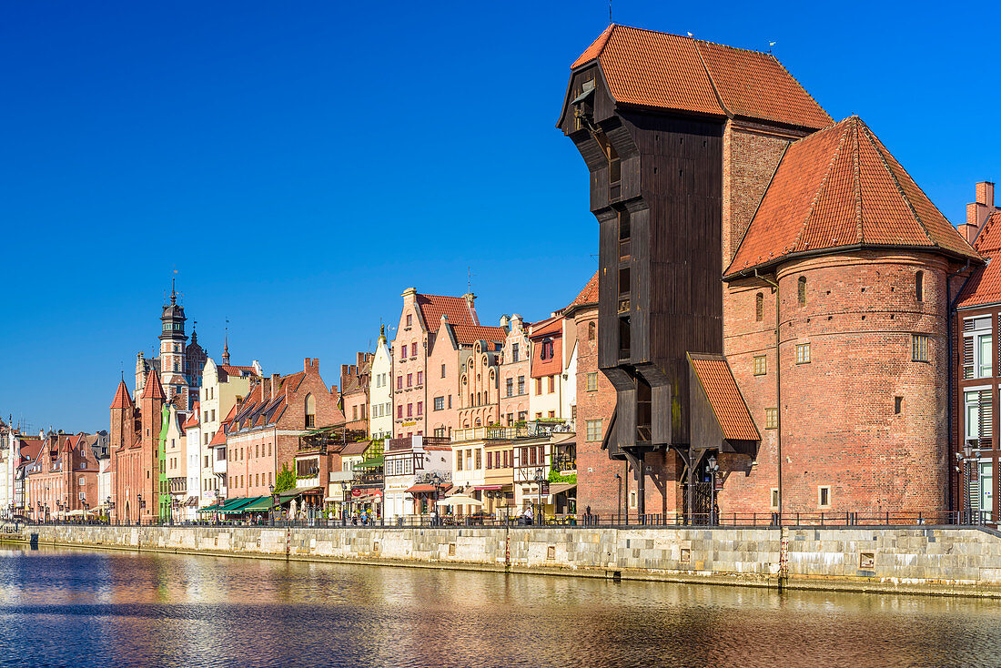 Gdansk, Main City, old town, old motlawa canal. Gothic crane, branch of the National Martime Museum. Gdansk, Main City, Pomorze region, Pomorskie voivodeship, Poland, Europe