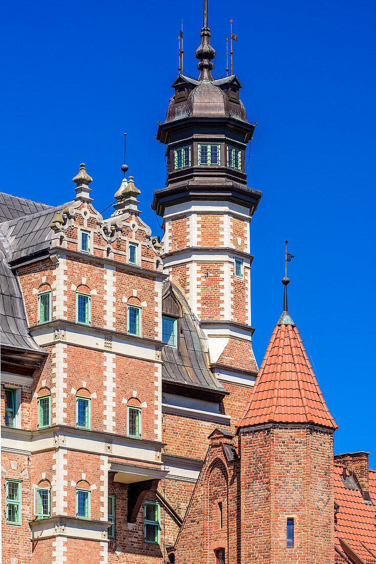 Gdansk, Main City, old town, tower of Archeological museum. Gdansk, Main City, Pomorze region, Pomorskie voivodeship, Poland, Europe