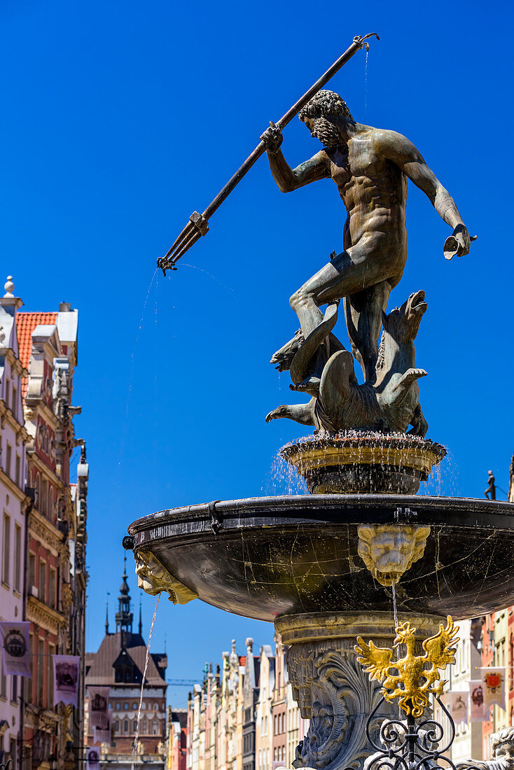 Altstadt, Neptunbrunnen, Straße Dluga, Danzig, Polen, Europa