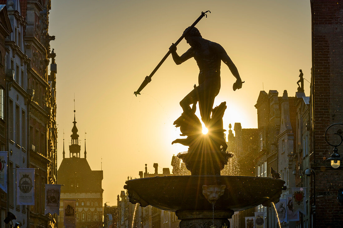 Altstadt, Neptunbrunnen, Straße Dluga, Danzig, Polen, Europa