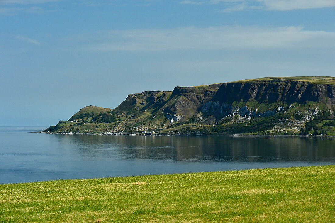 Steep cliffs overlooking the Atlantic Ocean at Cushendall, County Antrim, Northern Ireland