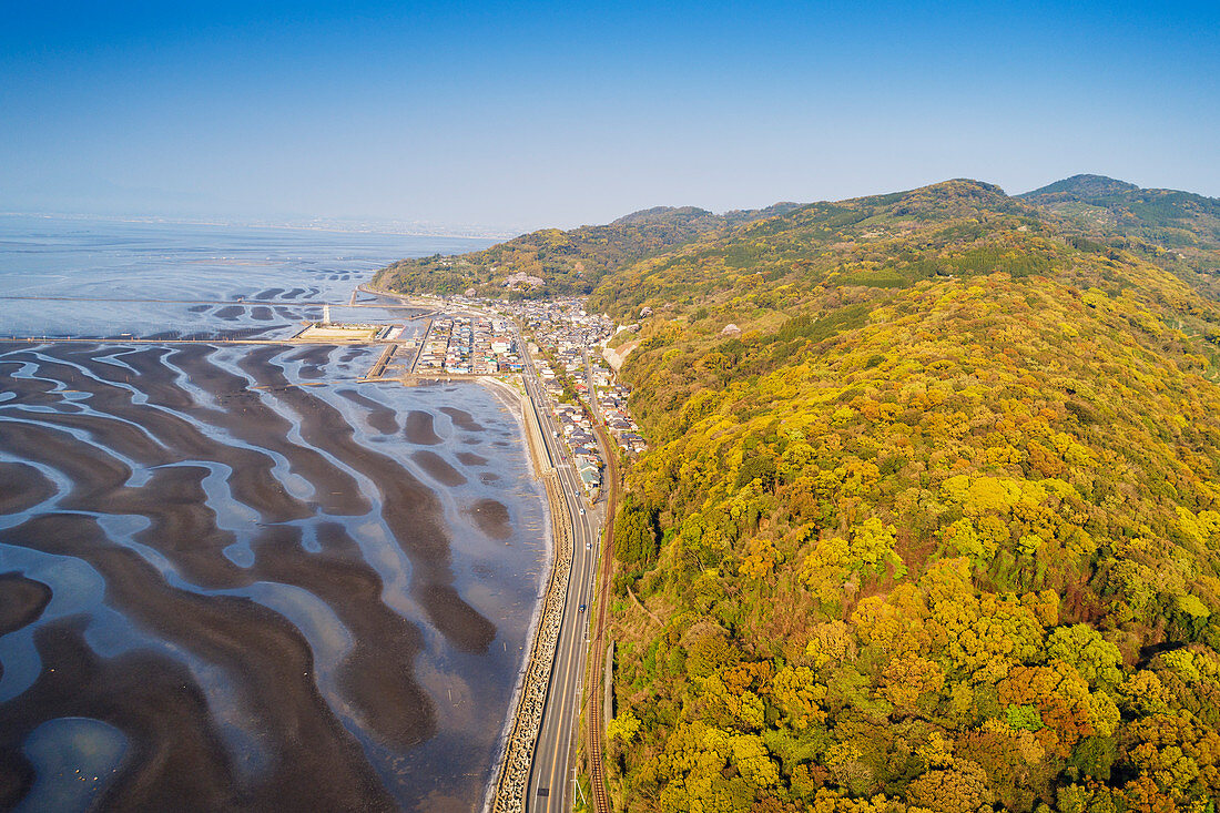 Amakusa, Wald und Strand bei Ebbe, Präfektur Kumamoto, Kyushu, Japan, Asien