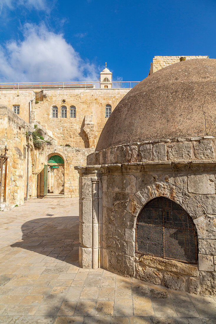 View of rooftop of Church of the Holy Sepulchre in Old City, Old City, UNESCO World Heritage Site, Jerusalem, Israel, Middle East