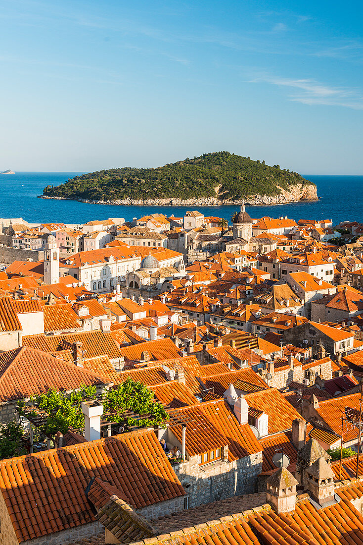 View of Dubrovnik from the city walls, UNESCO World Heritage Site, Dubrovnik, Croatia, Europe