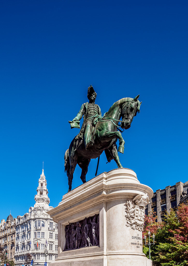 Dom Pedro IV Statue, Praca da Liberdade, Porto, Portugal, Europe
