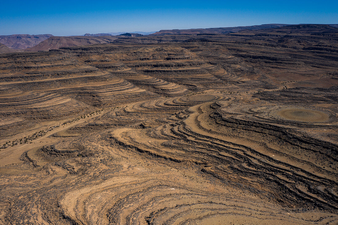 A drone shot of the Fish River Canyon, the second largest canyon in the world, Namibia, Africa